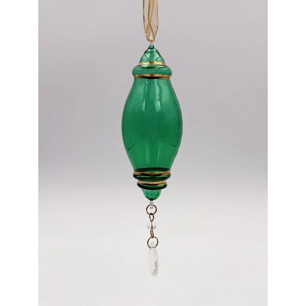 Hallmark Keepsake Ornament Perfect Harmony Etched Glass Green Gold 2002 Vintage